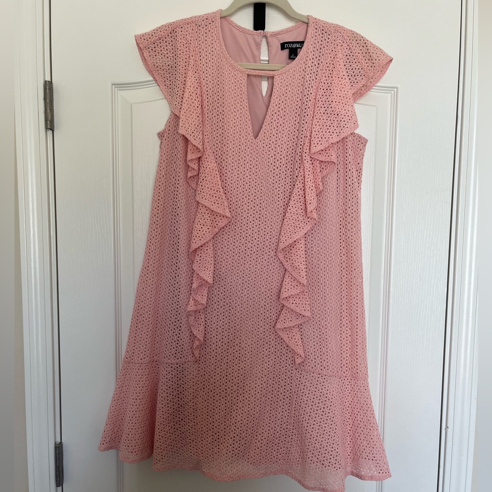 roz & ALI Coral Ruffle Dress